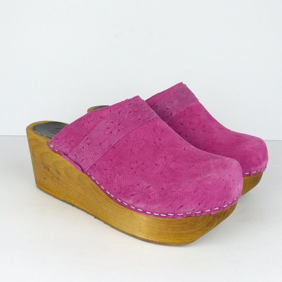 Sanita Shoes - Sanita Platform Mule Clogs Womens 8-8.5 US 39 Pink Floral Suede Boho Sweden